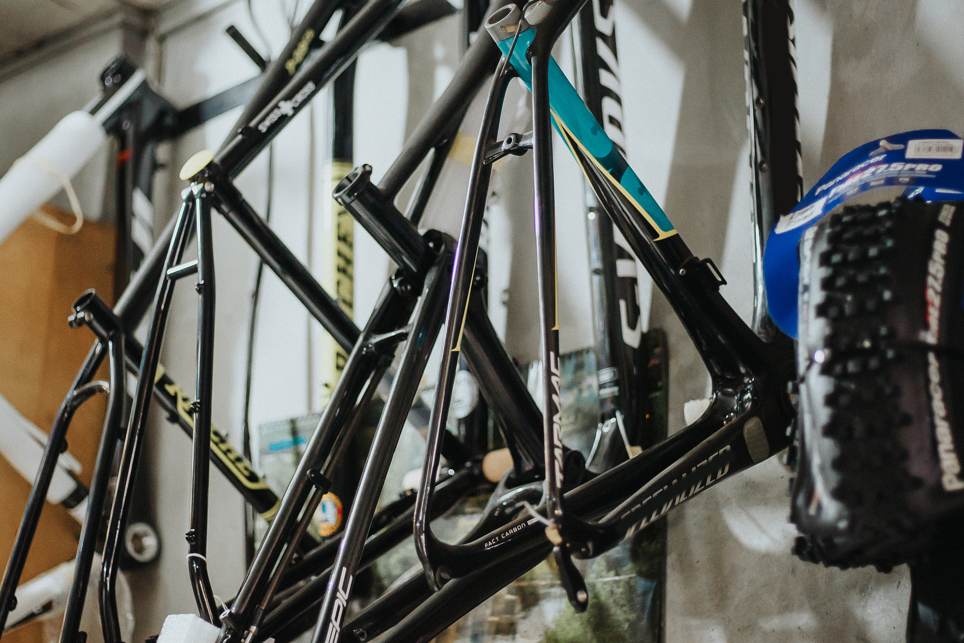 Bicycle Frames in a Shop